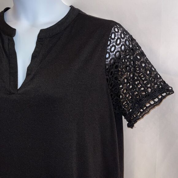 Black tunic blouse with lace sleeves Size 2XL - Picture 4 of 10